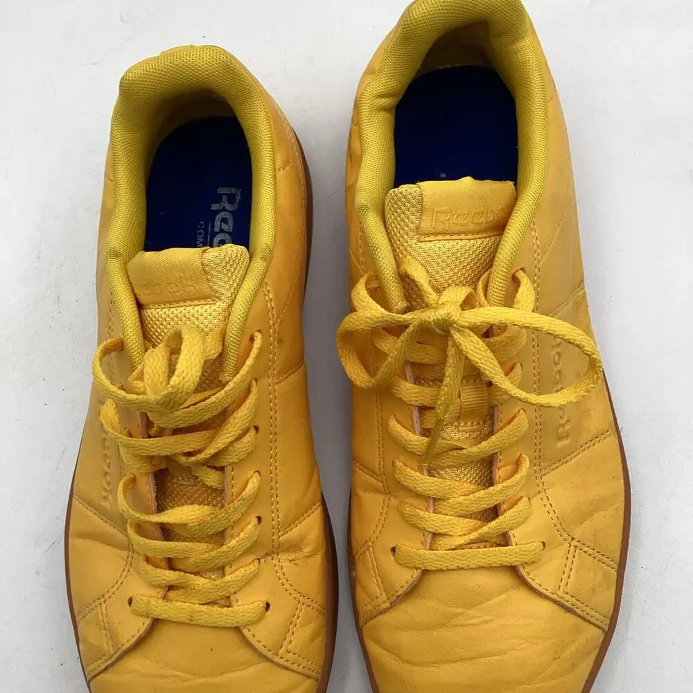 Reebok Royal Complete Sneakers, Yellow Leather Low Tops, Gum‎ Sole, Size 10